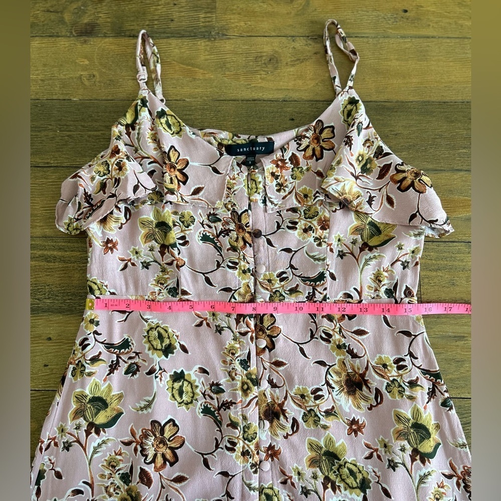 SANCTUARY Rafaella Ruffled Slip Pink Floral Sun Dress Button Closure - Picture 12 of 13